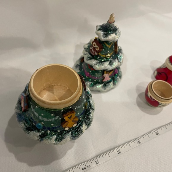 vintage Russian nesting Christmas tree is hand-painted and signed by artist Poli - Picture 5 of 11